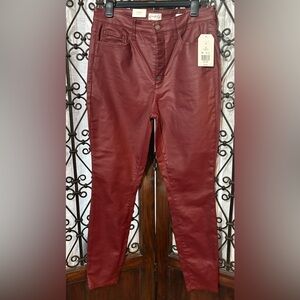 NWT Burgundy Faux Leather Pants
